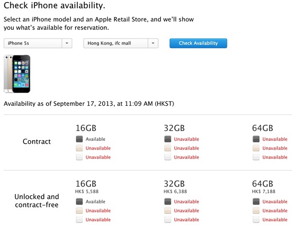 iPhone 5S colori disponibilità