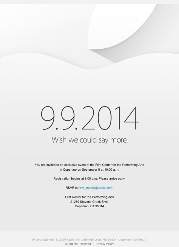 Apple, annuncio evento di presentazione iPhone e iWatch