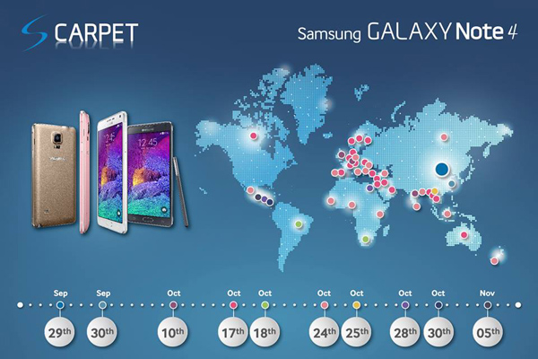 Samsung Galaxy Note 4, lancio in Italia e nel mondo