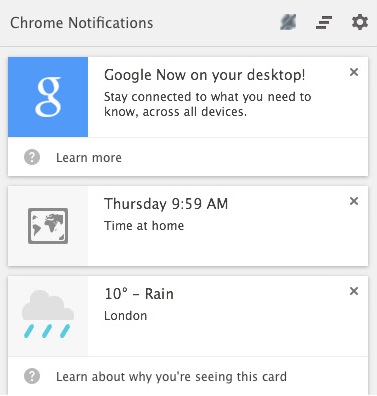 Google Now, Chrome Canary