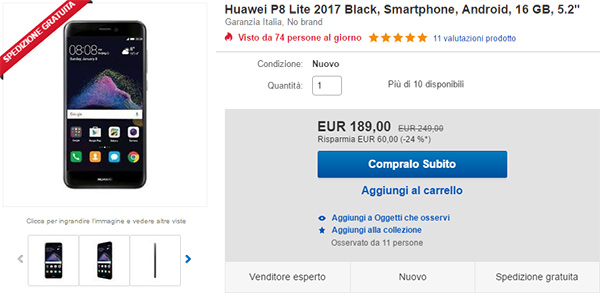 Huawei P8 Lite (2017) su eBay