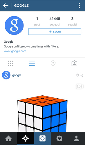 Account Google su Instagram