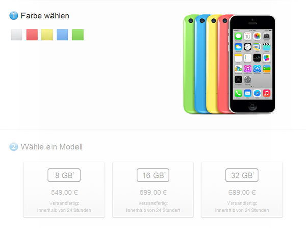 iPhone 5C, 8GB, Apple Store tedesco