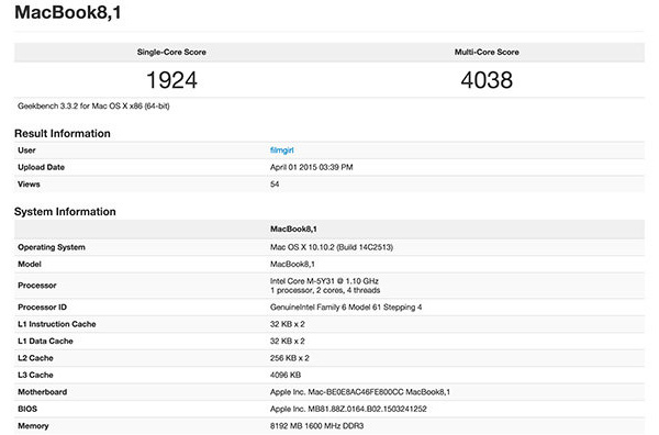 MacBook, benchmark su GeekBench