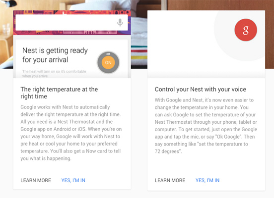 Integrazione di Nest su Google Now