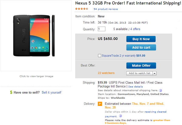 Nexus 5 su eBay