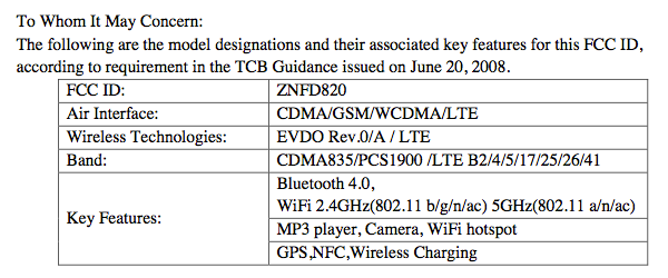 LG Nexus 5 FCC