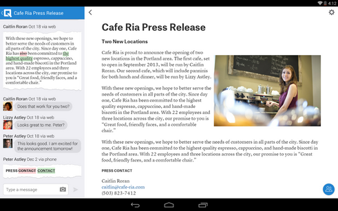 Quip, editor di testi per Android