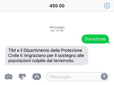 SMS al 45500 per supportare le vittime del terremoto in Centro Italia