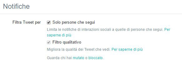 Twitter notifiche