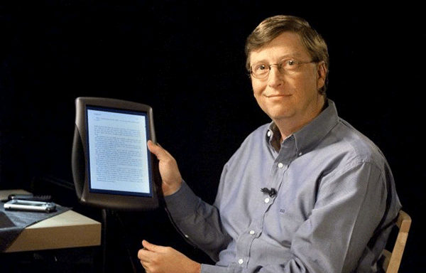 Bill Gates con un tablet PC nel 2000