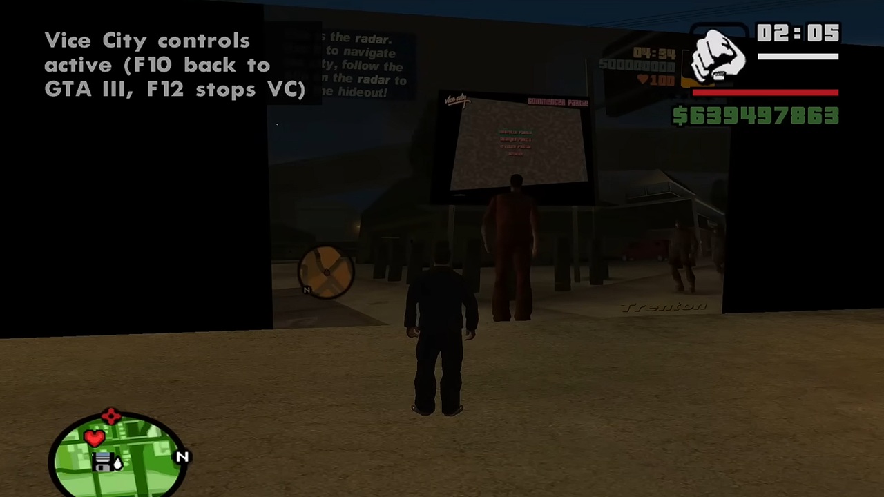 GTA Inception: Vice City giocato all'interno di GTA III, a sua volta eseguito in GTA San Andreas