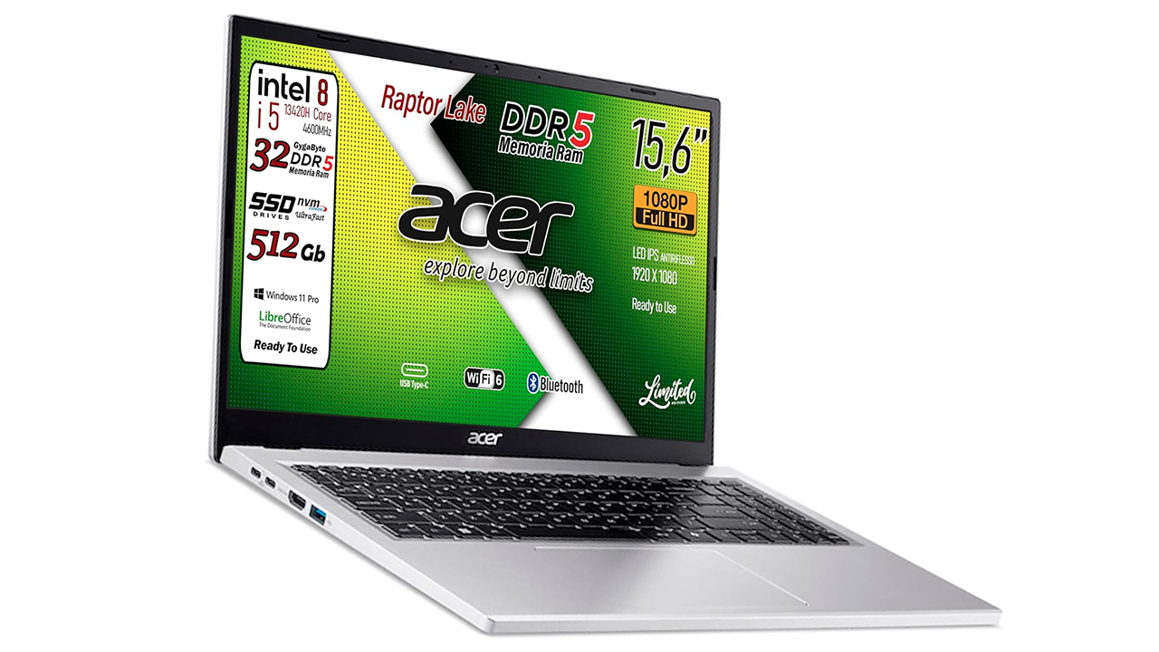 Super scontato un portatile Acer con 32GB di RAM, Core i5-13420H, 1,69Kg, doppia USB-C: costa solo 554€!