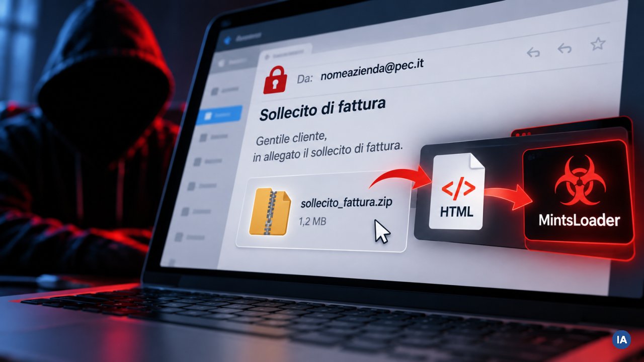 PEC compromesse inviano falsi solleciti di pagamento: dentro lo ZIP c'è MintsLoader