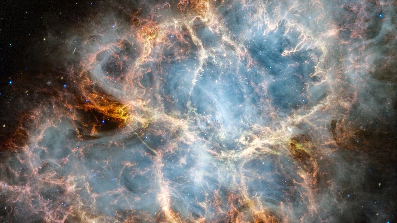 The Crab Nebula captured by MIRI and NIRCam from the James Webb Space Telescope