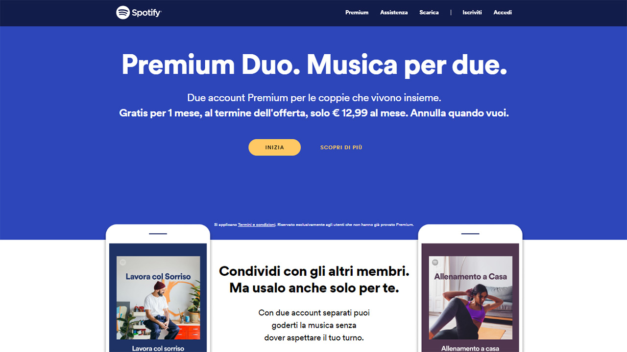 Spotify Premium Duo arriva anche in Italia a 12,99 euro: ecco