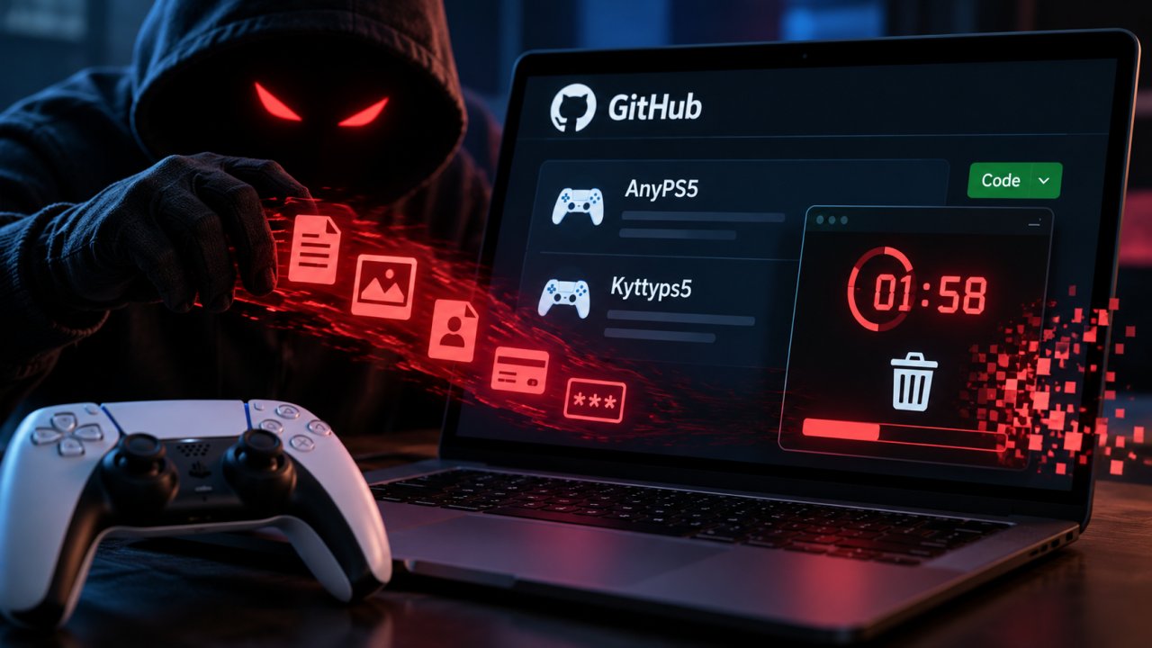 Falsi emulatori PS5 su GitHub: il malware cancella le tracce dopo 2 minuti