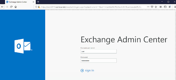 Microsoft Exchange Admin panel