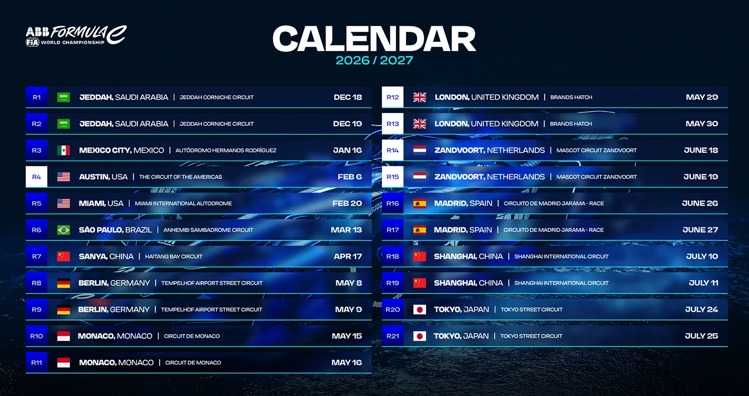 Formula E Calendar 2027