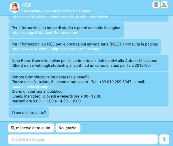 GEdi chatbot università di genova