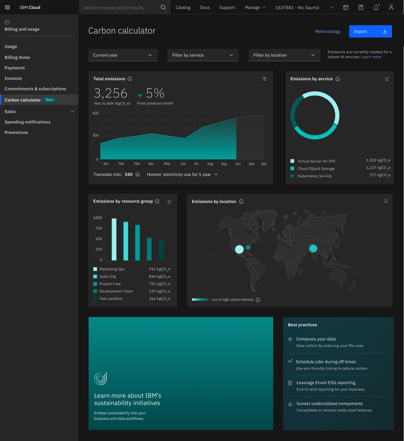 IBM Carbon Cloud Calculator