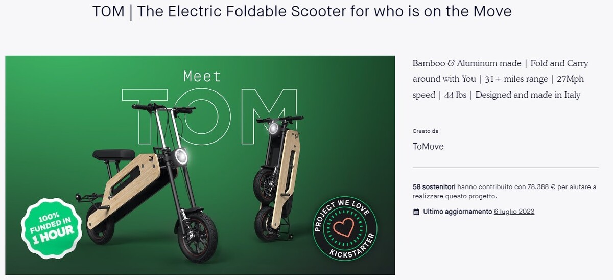 TOM scooter pieghevole