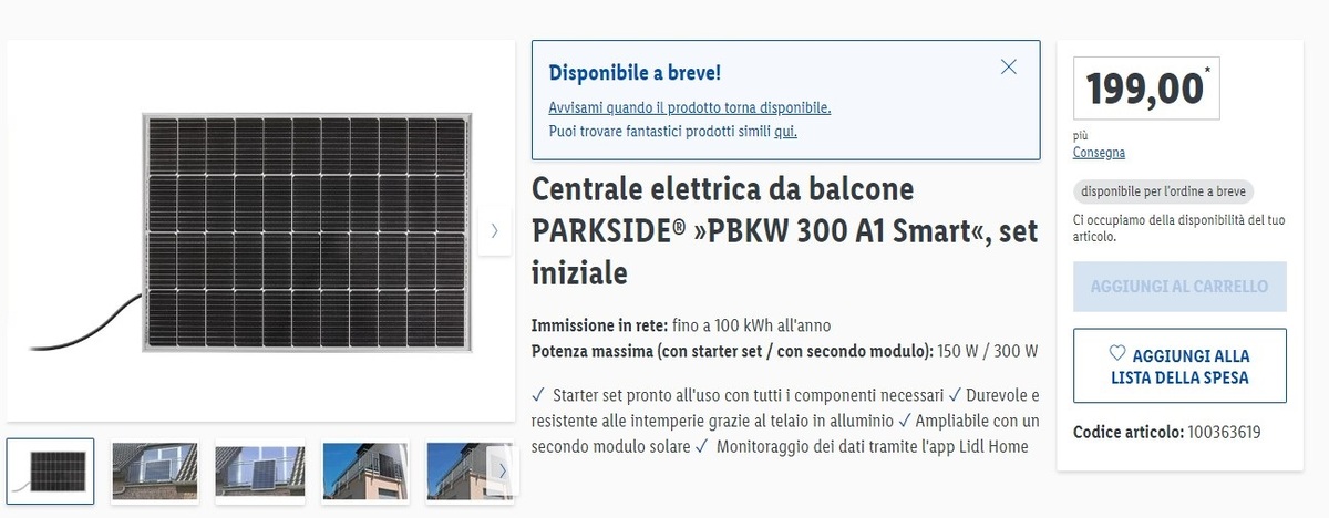 Lidl fotovoltaico balcone