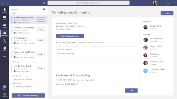 Microsoft Teams: calendario delle riunioni virtuali