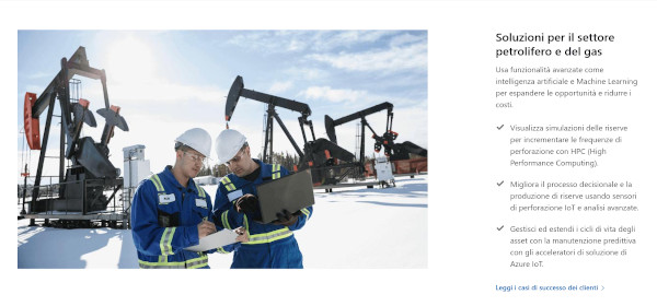Microsoft per l'industria del petrolio