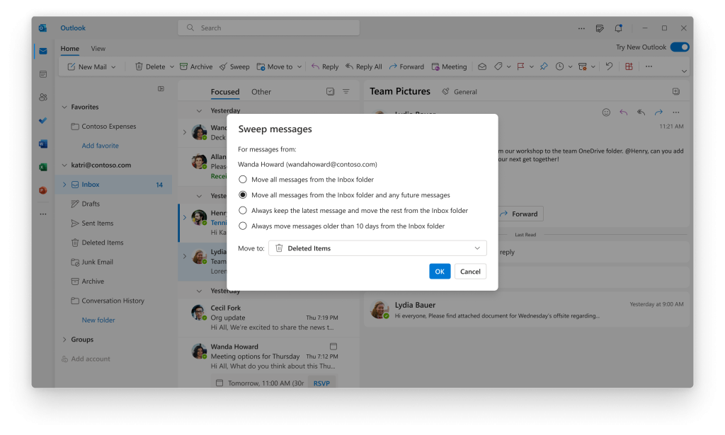 Outlook, nuova interfaccia e nuove funzioni