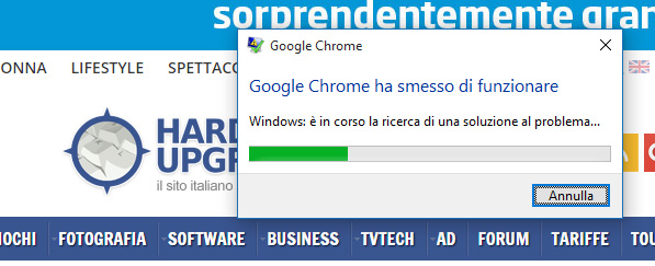 Google Chrome in crash