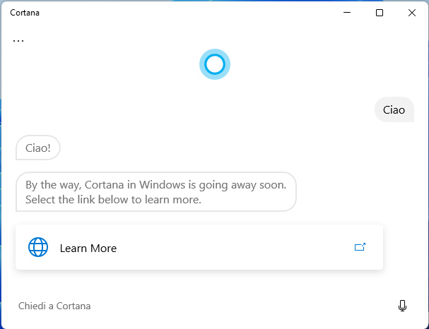 Cortana, l'app su Windows non sar pi supportata a partire dalla fine del 2023