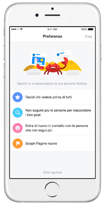 Facebook, nuove Preferenze