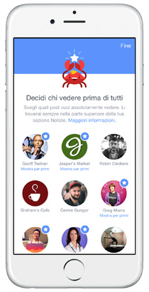 Facebook, nuove preferenze