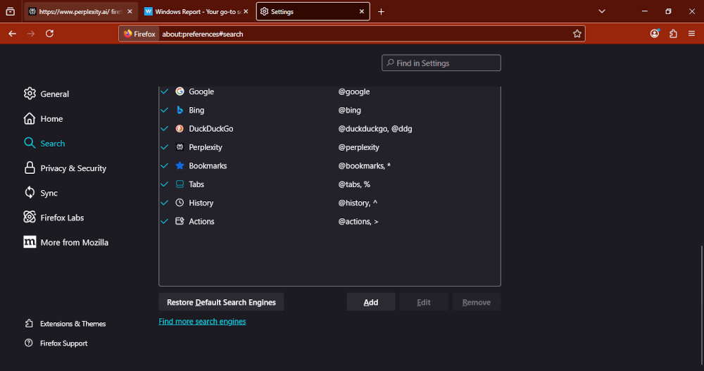 Firefox Perplexity AI Search Integration