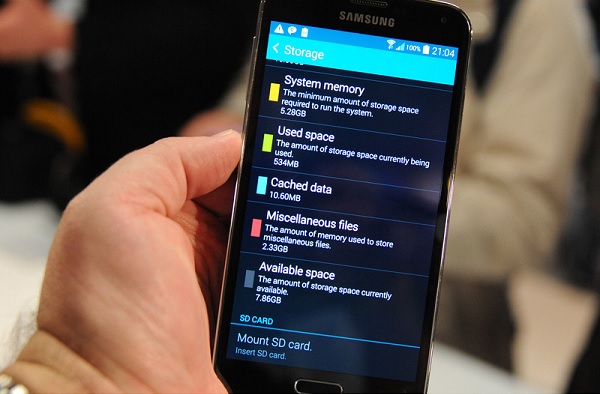 Samsung Galaxy S5, storage disponibile al primo avvio
