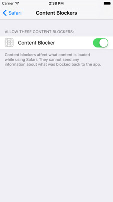 iOS 9, Safari Content Blocker