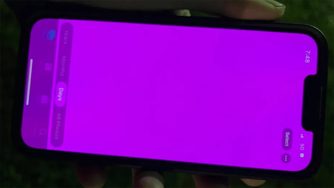 iPhone 13 schermo rosa viola