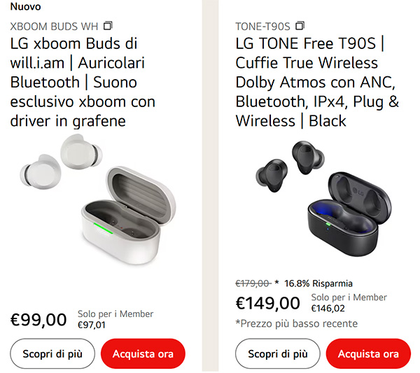 auricolari true wireess stereo LG xboom Buds by will.i.am