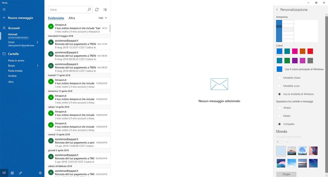 Windows Mail - Modalità Compatta