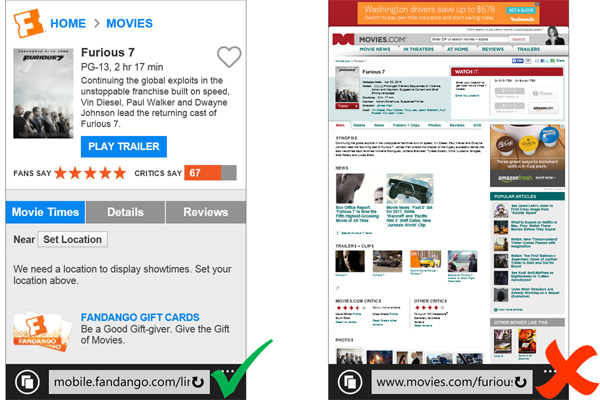 Esempio di siti mobile friendly