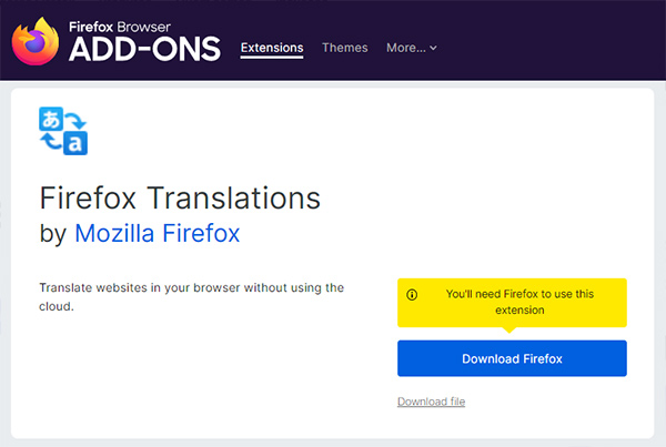 Firefox Translations Mozilla Plugin