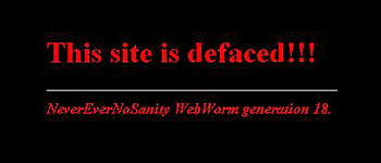 Immagine di un sito web colpito dal worm