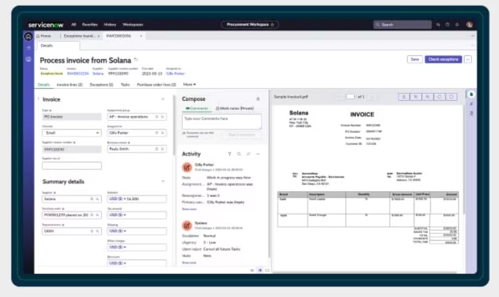 servicenow finance supply chain