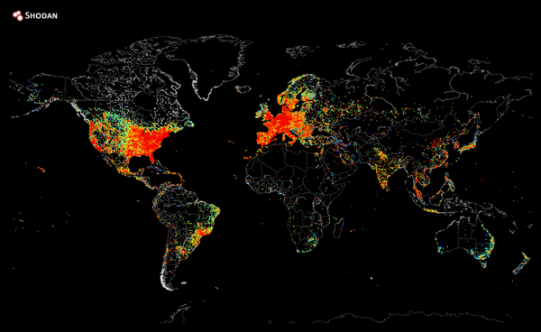 Shodan, Mappa dispositivi connessi ad internet