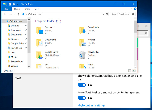 Windows 10, primo aggiornamento importante - barre dei titoli colorate