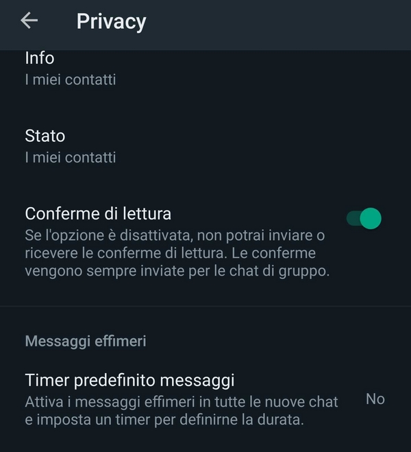 messaggi effimeri whatsapp