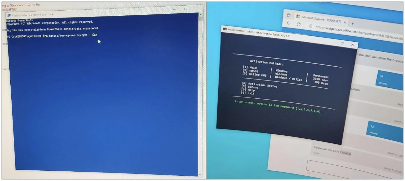 Tecnico ufficiale Microsoft usa un crack per attivare Windows 10 a un cliente