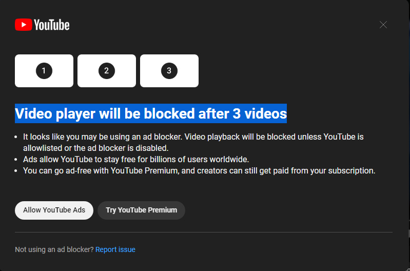 YouTube, blocco alla riproduzione di video per chi utilizza ad blocker